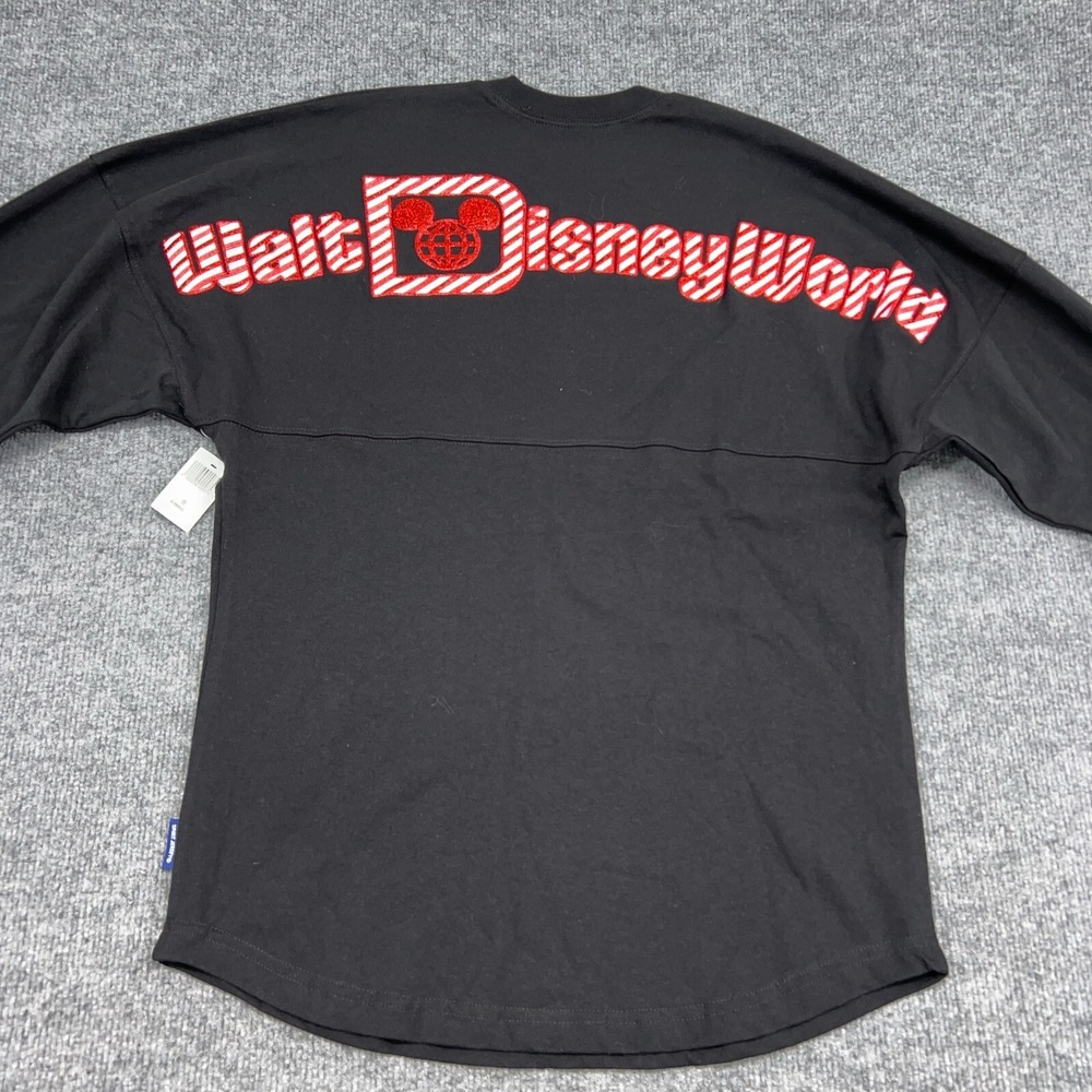 Walt Disney World Spirit Jersey Adult XS Black Mickey Mouse Christmas Candy Cane